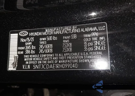 2024 Hyundai Santa Cruz Sel from USA, damaged, VIN 5NTJCDAE1RH099040